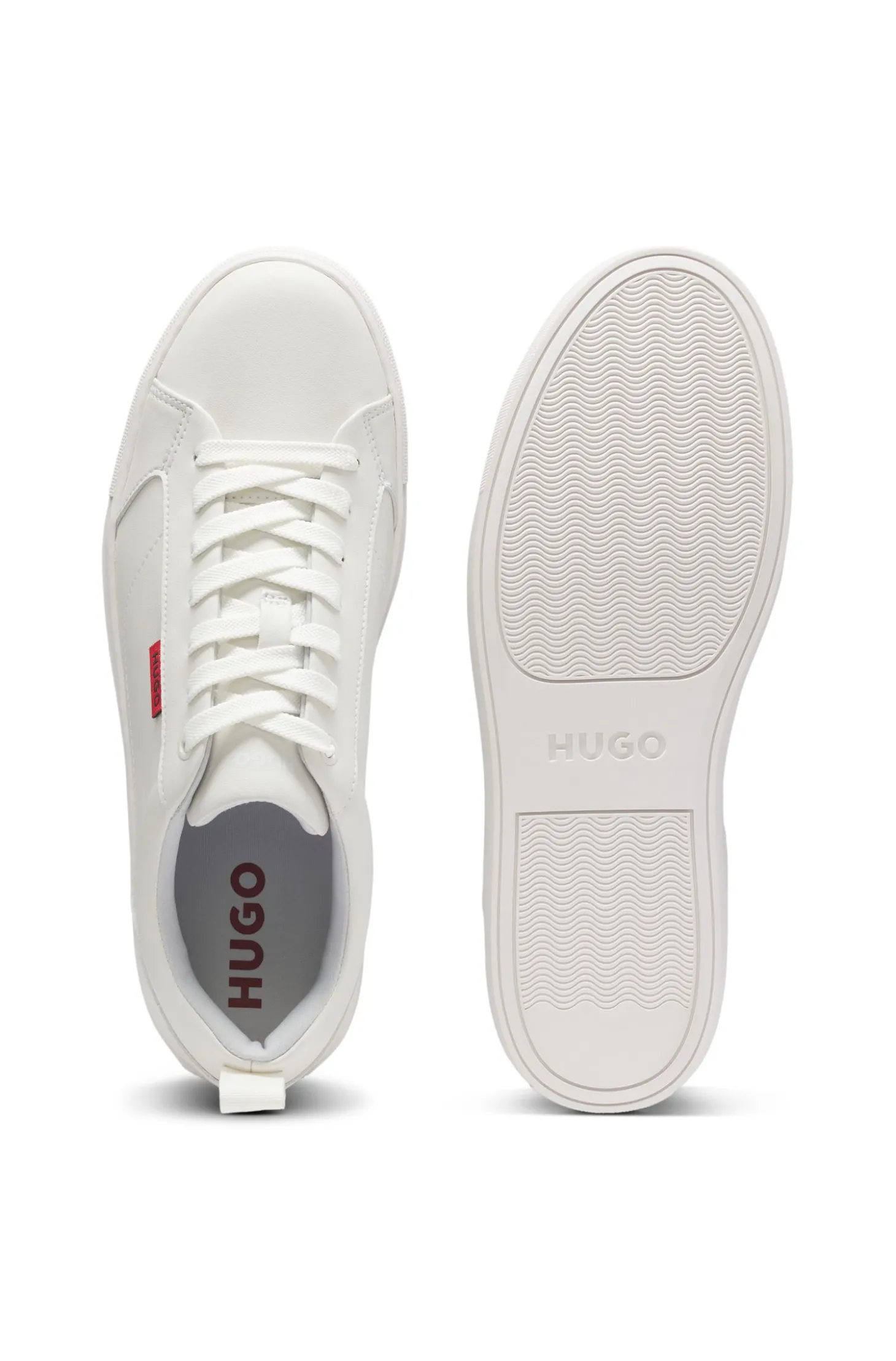 Sneakers aus Kunstleder mit rotem Logo-Etikett