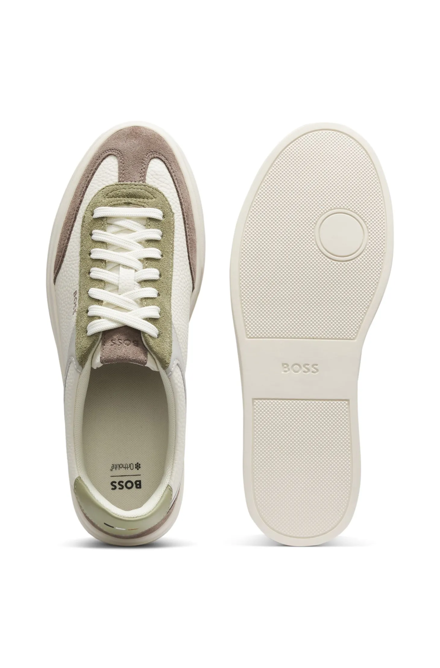 Sneakers aus Leder mit Cupsohle und Veloursleder-Details