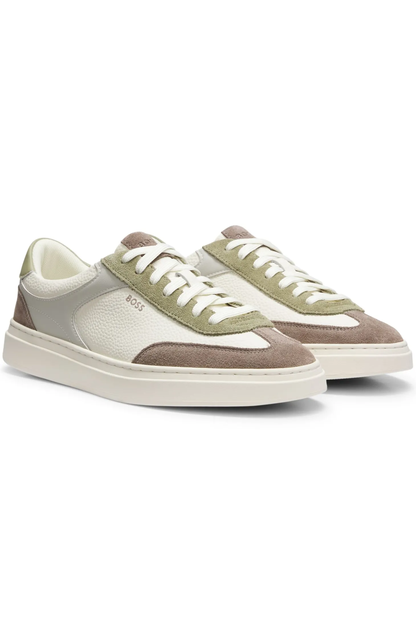 Sneakers aus Leder mit Cupsohle und Veloursleder-Details
