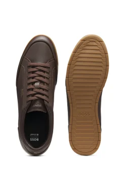 Sneakers aus Leder mit Folien-Logo