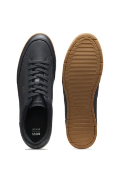 Sneakers aus Leder mit Folien-Logo