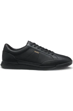 Sneakers aus Leder mit Folien-Logo