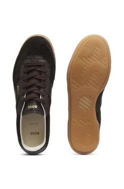 Sneakers aus Leder und Veloursleder mit Details im Python-Print