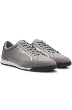Sneakers aus Material-Mix mit Nahtdetails