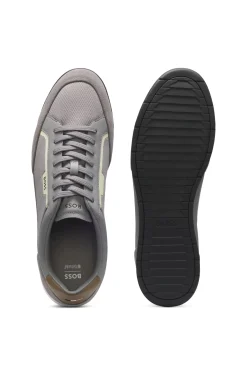Sneakers aus Material-Mix mit Nahtdetails
