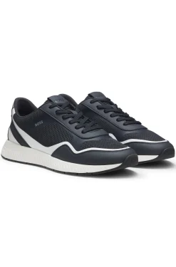 Sneakers aus Mesh mit gerippter Sohle