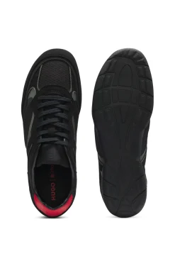 Sneakers aus Mesh und Veloursleder-Imitat