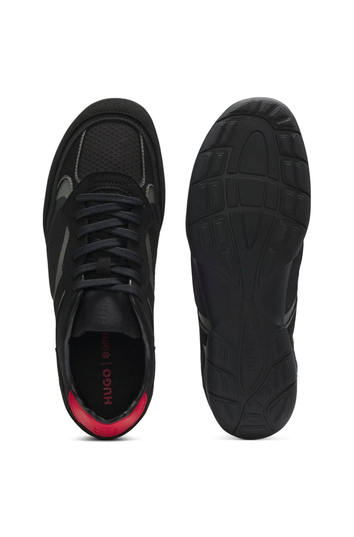 Sneakers aus Mesh und Veloursleder-Imitat