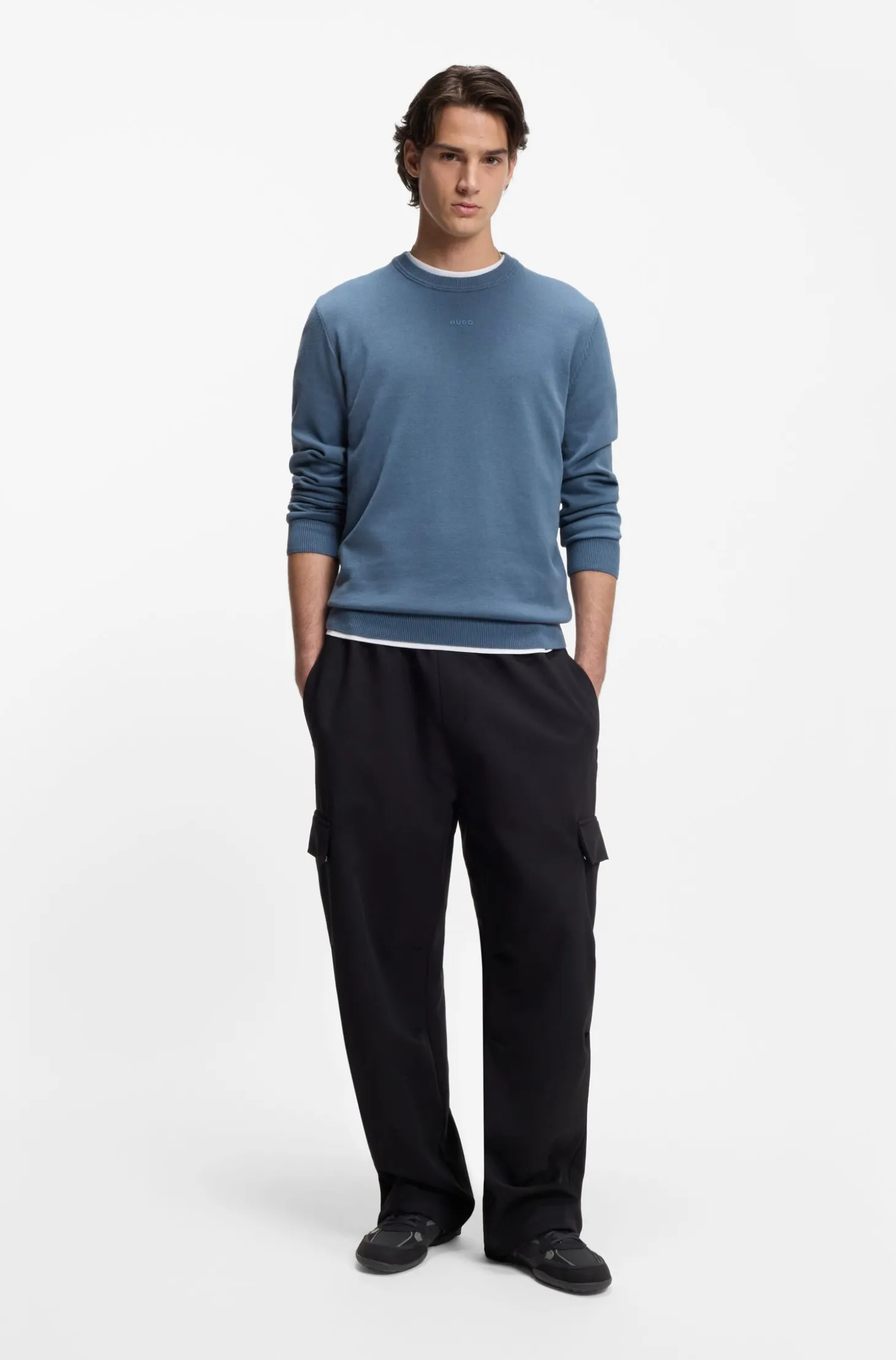 Sneakers aus Mesh und Veloursleder-Imitat