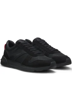 Sneakers aus Monogramm-Jacquard mit Besätzen aus Velourslederimitat