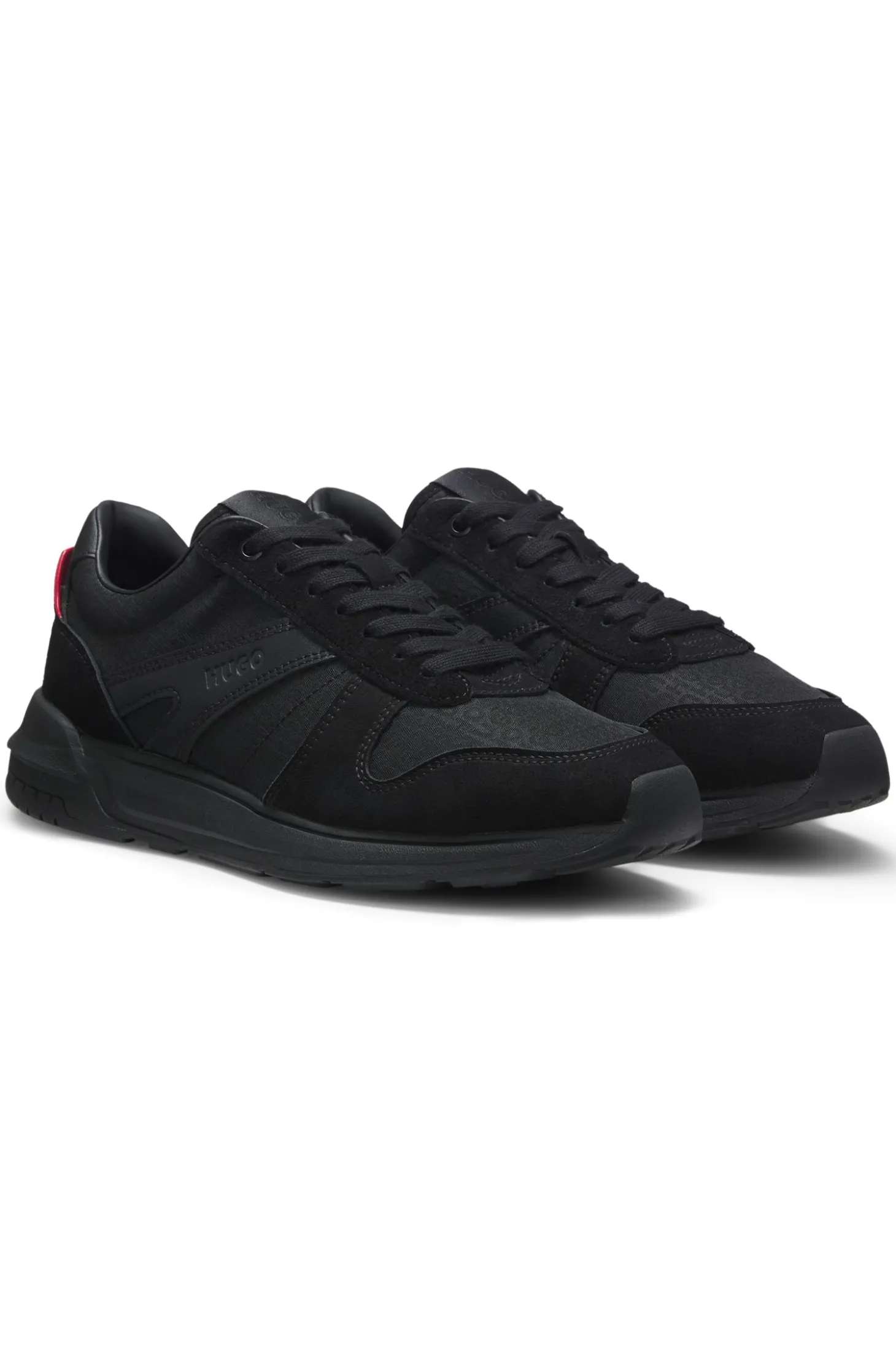 Sneakers aus Monogramm-Jacquard mit Besätzen aus Velourslederimitat
