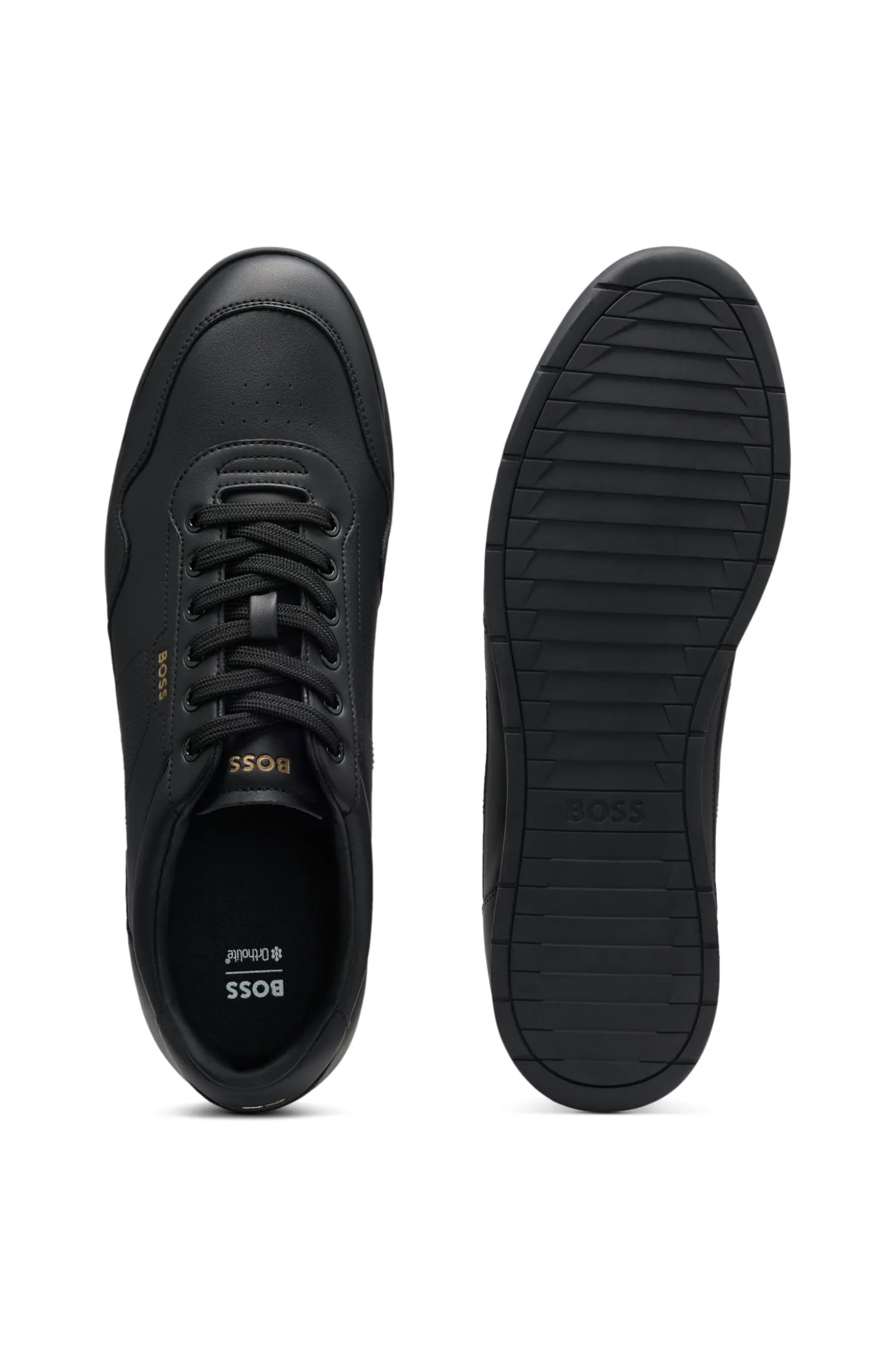 Sneakers aus Nappaleder mit goldfarbenem Branding