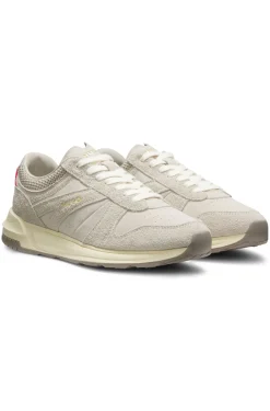 Sneakers aus strukturiertem Veloursleder mit Logo-Details