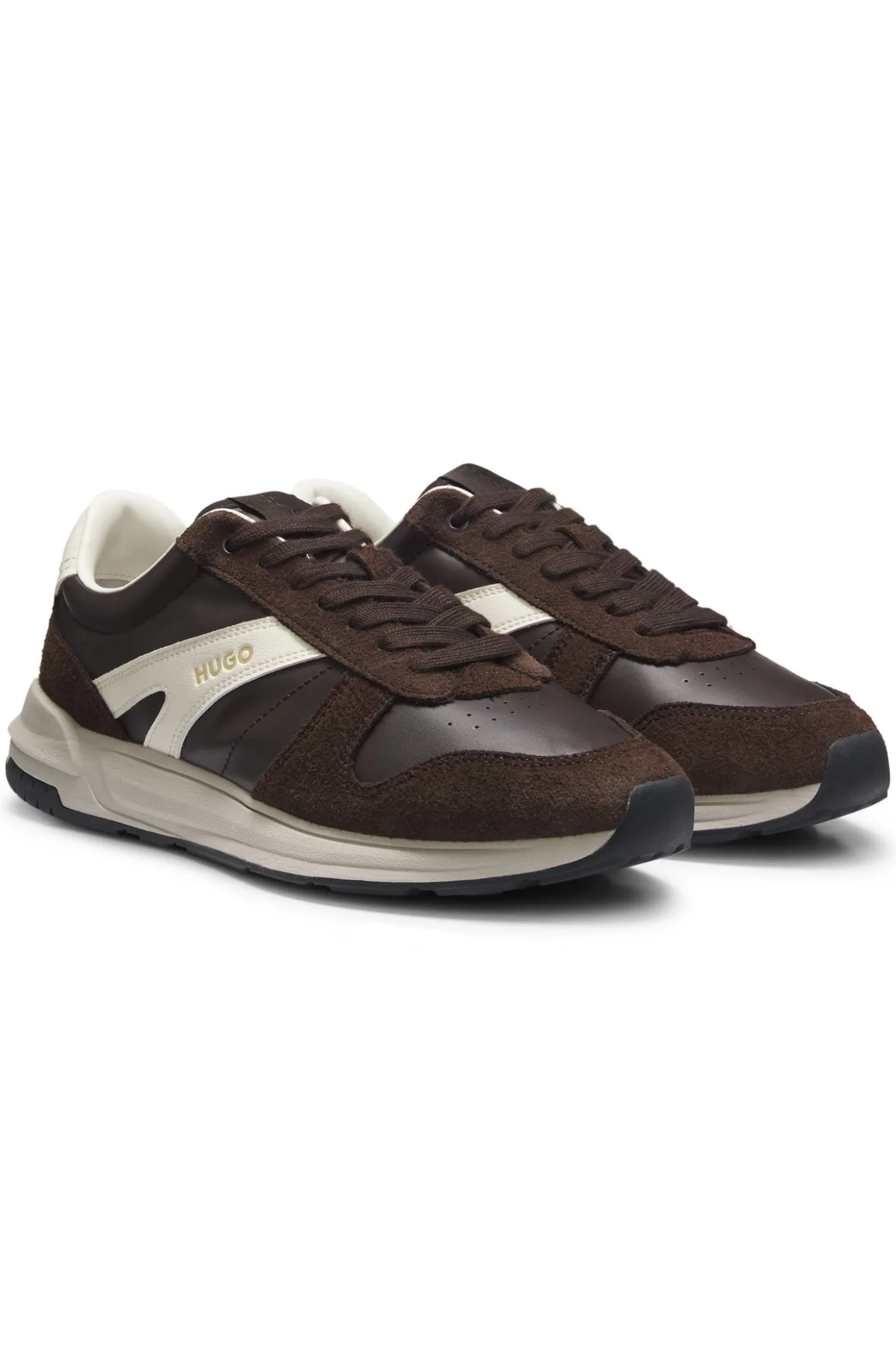 Sneakers aus Veloursleder mit goldfarbenem Folien-Logo