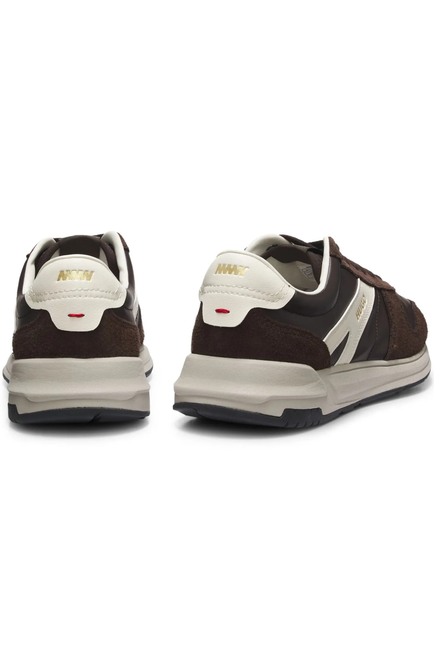 Sneakers aus Veloursleder mit goldfarbenem Folien-Logo