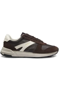 Sneakers aus Veloursleder mit goldfarbenem Folien-Logo