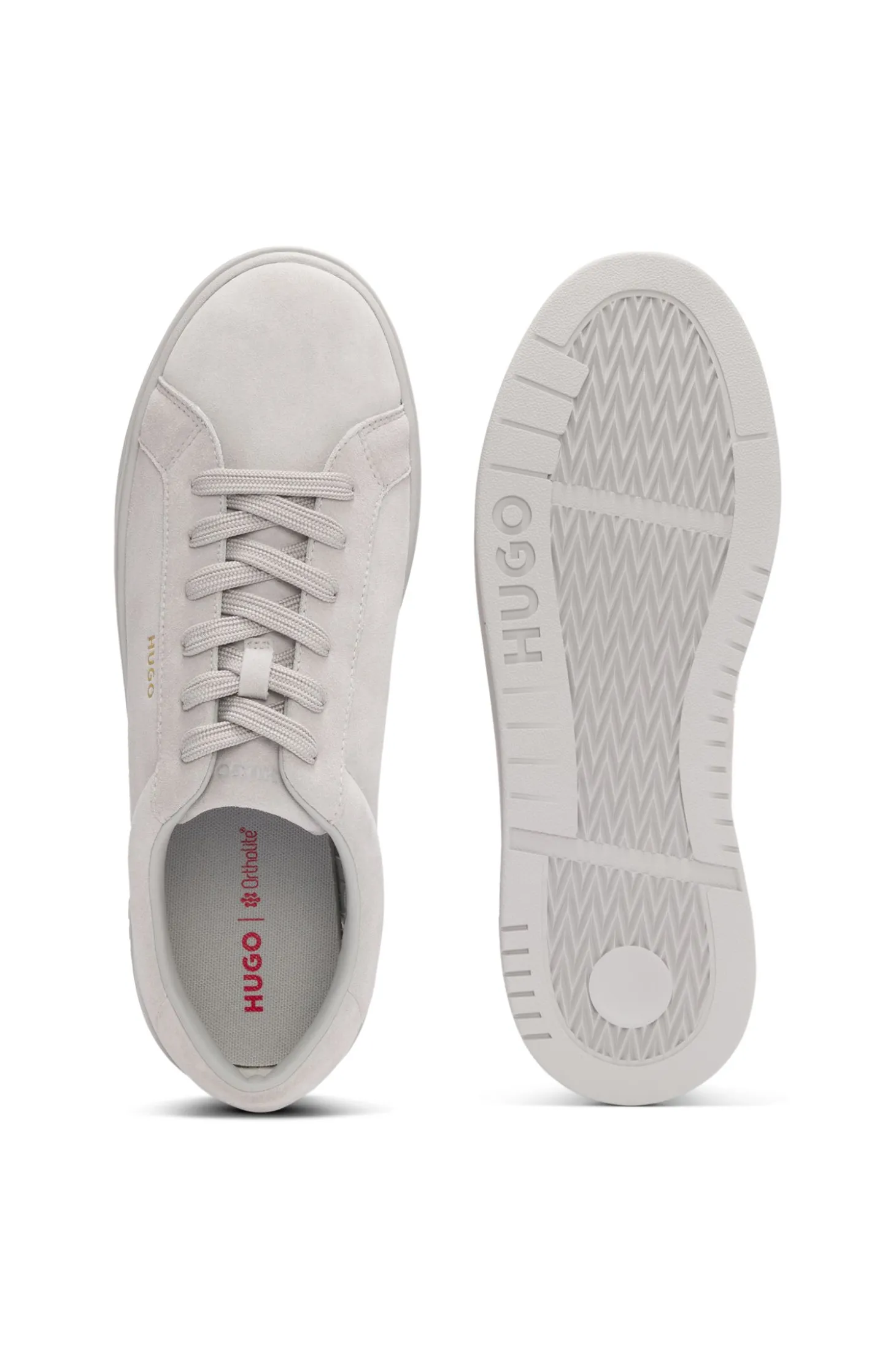 Sneakers aus Veloursleder mit goldfarbenem Folien-Logo