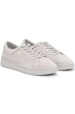 Sneakers aus Veloursleder mit goldfarbenem Folien-Logo
