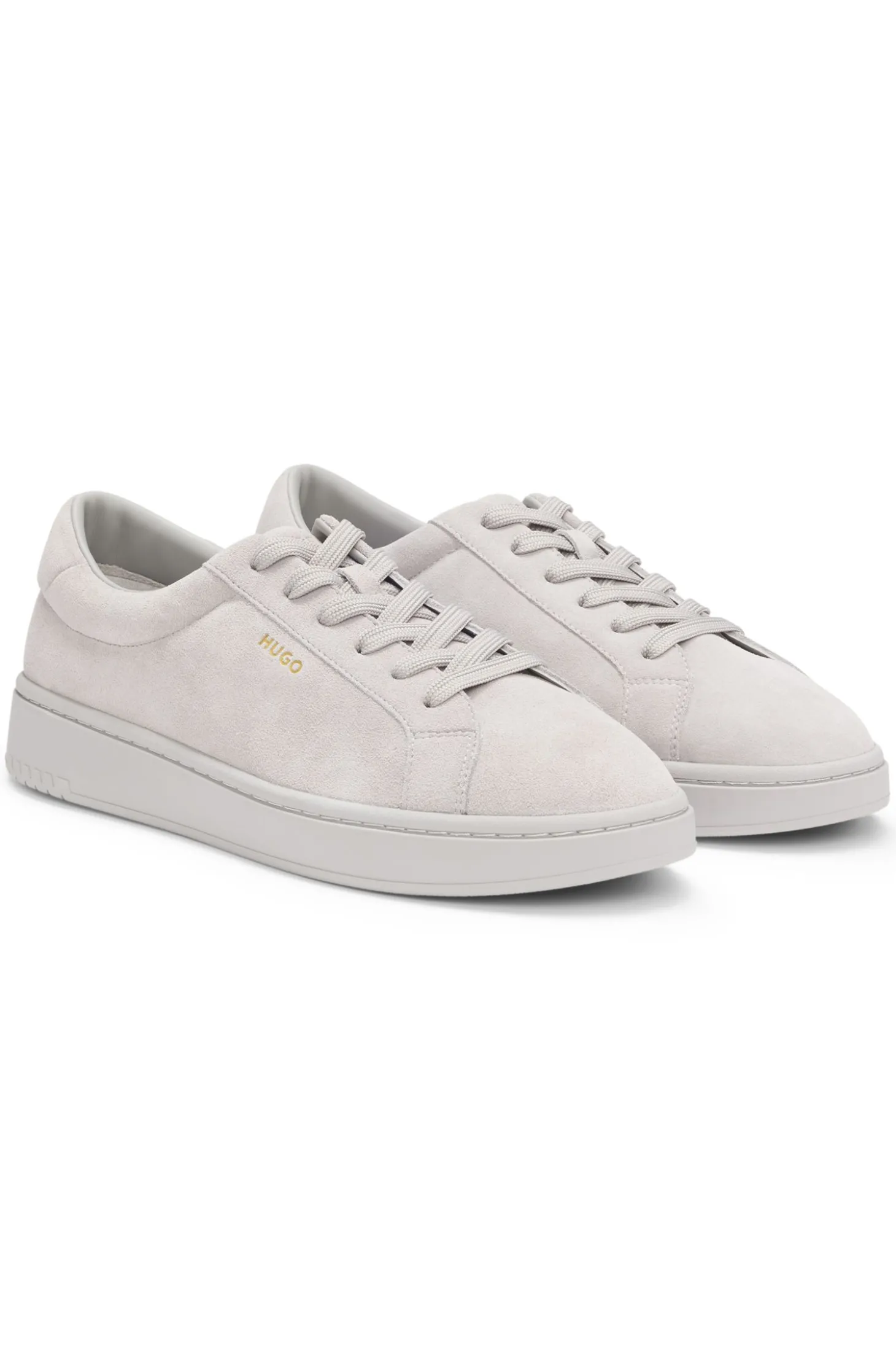 Sneakers aus Veloursleder mit goldfarbenem Folien-Logo