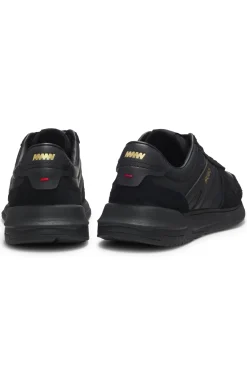 Sneakers aus Veloursleder mit goldfarbenem Folien-Logo