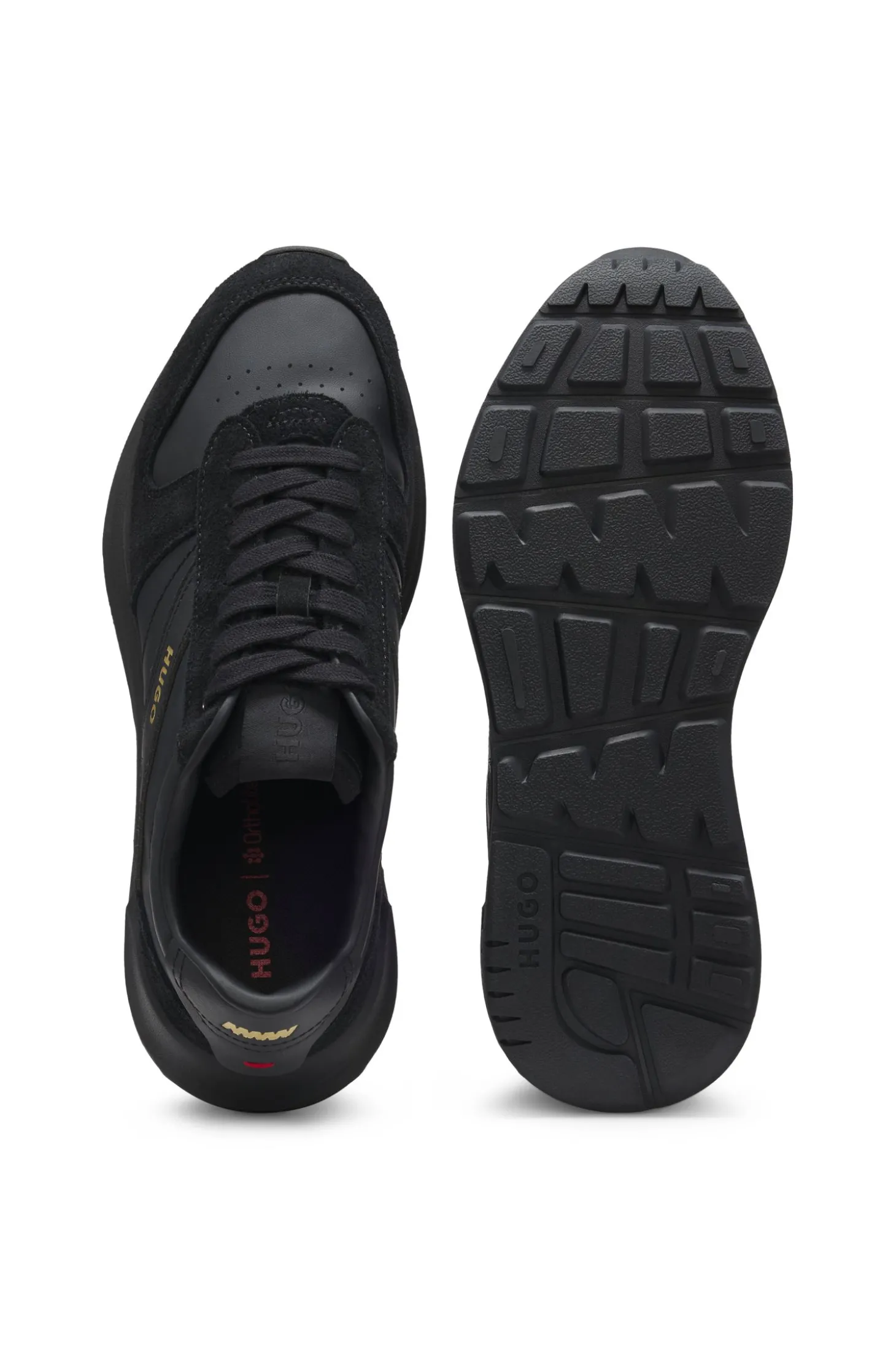 Sneakers aus Veloursleder mit goldfarbenem Folien-Logo