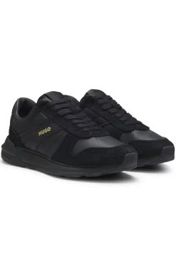 Sneakers aus Veloursleder mit goldfarbenem Folien-Logo