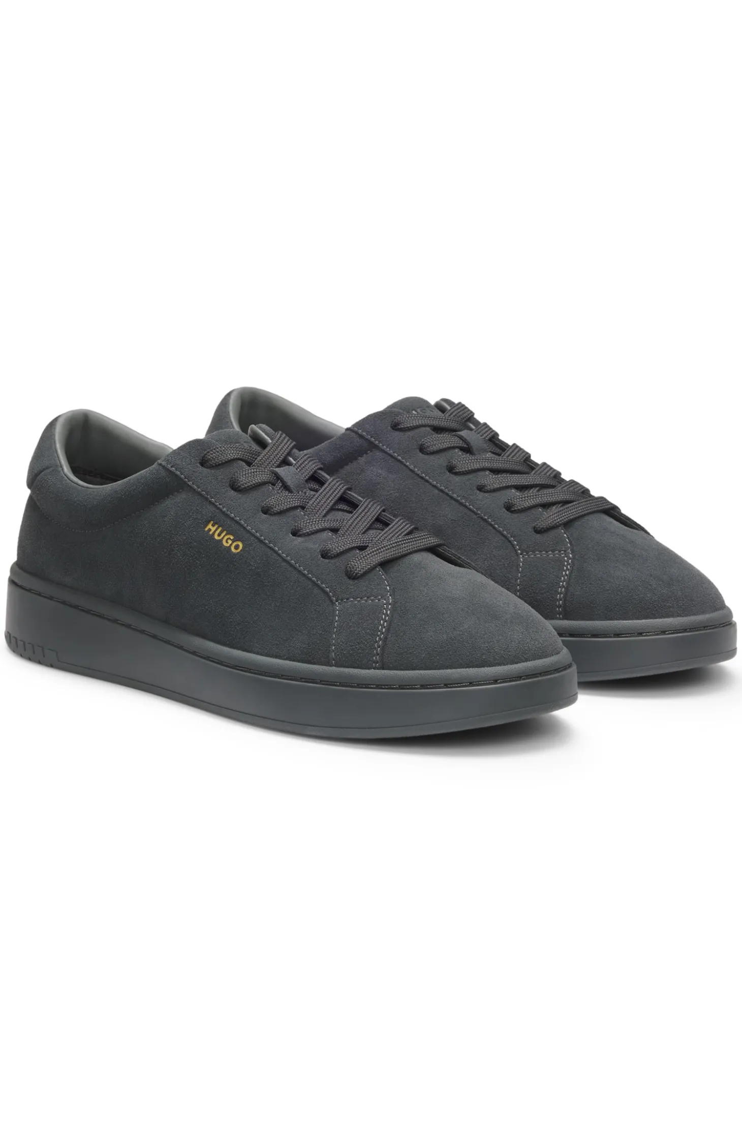Sneakers aus Veloursleder mit goldfarbenem Folien-Logo