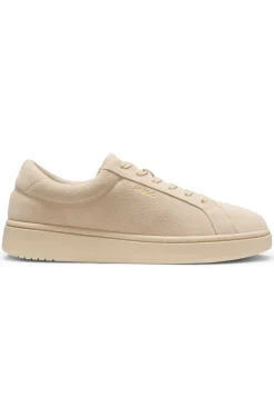 Sneakers aus Veloursleder mit goldfarbenem Folien-Logo
