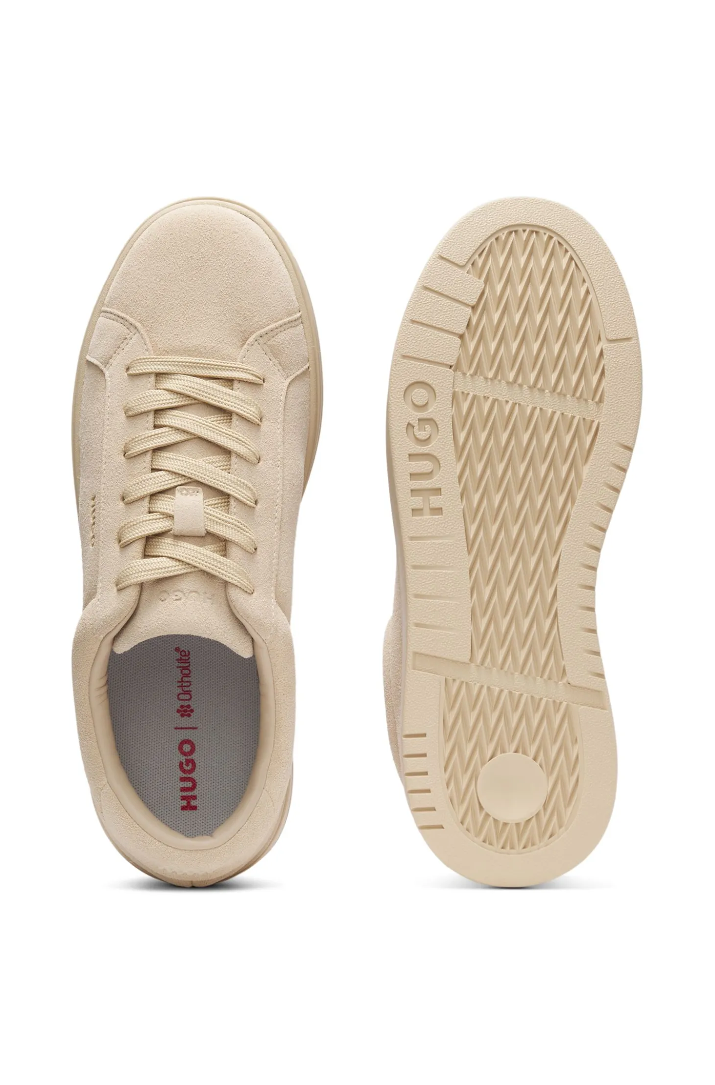 Sneakers aus Veloursleder mit goldfarbenem Folien-Logo