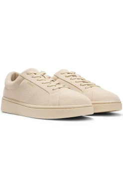 Sneakers aus Veloursleder mit goldfarbenem Folien-Logo