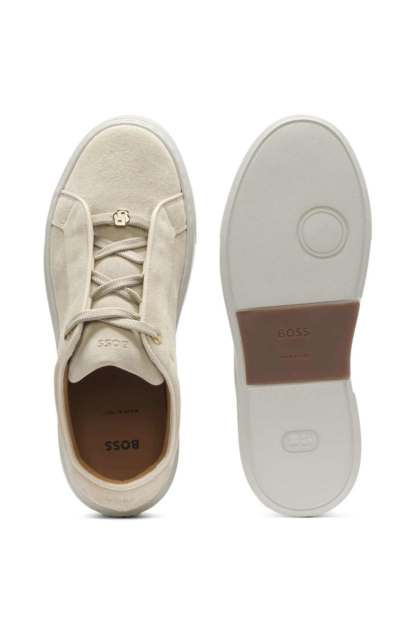 Sneakers aus Veloursleder mit verdecktem Keilabsatz