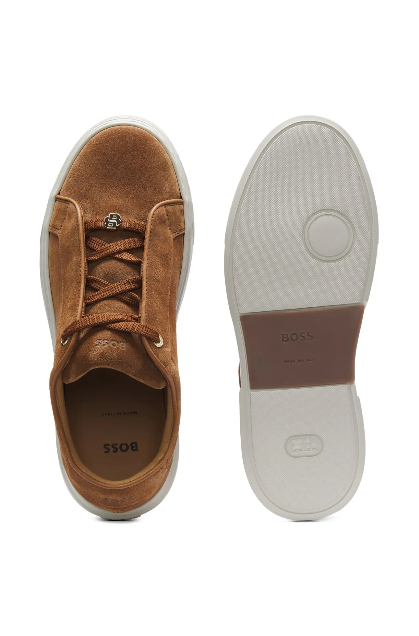 Sneakers aus Veloursleder mit verdecktem Keilabsatz