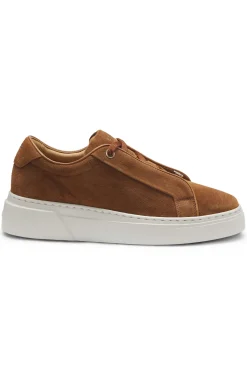 Sneakers aus Veloursleder mit verdecktem Keilabsatz