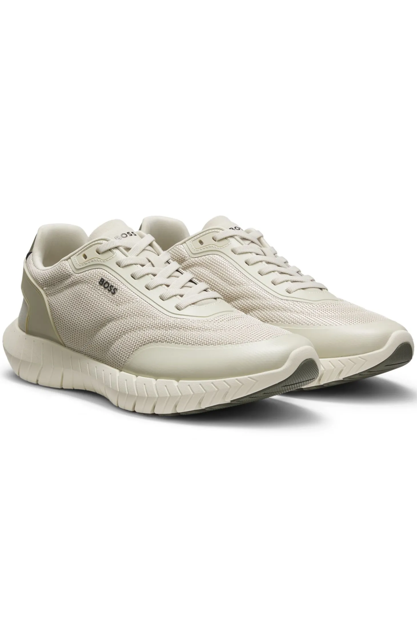 Sneakers im Laufschuh-Stil mit Lederbesatz