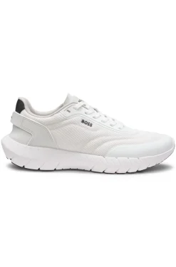 Sneakers im Laufschuh-Stil mit Lederbesatz