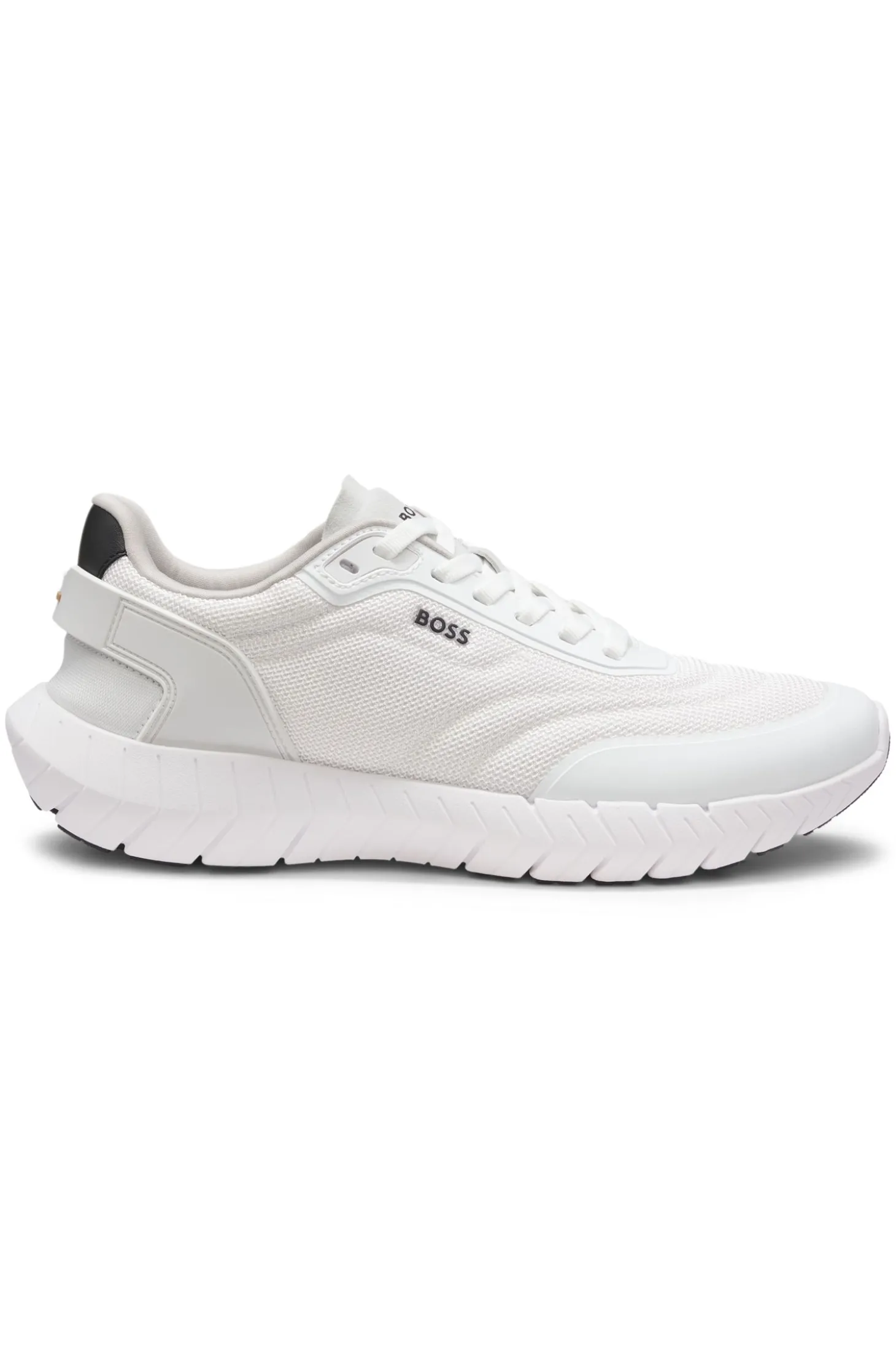 Sneakers im Laufschuh-Stil mit Lederbesatz
