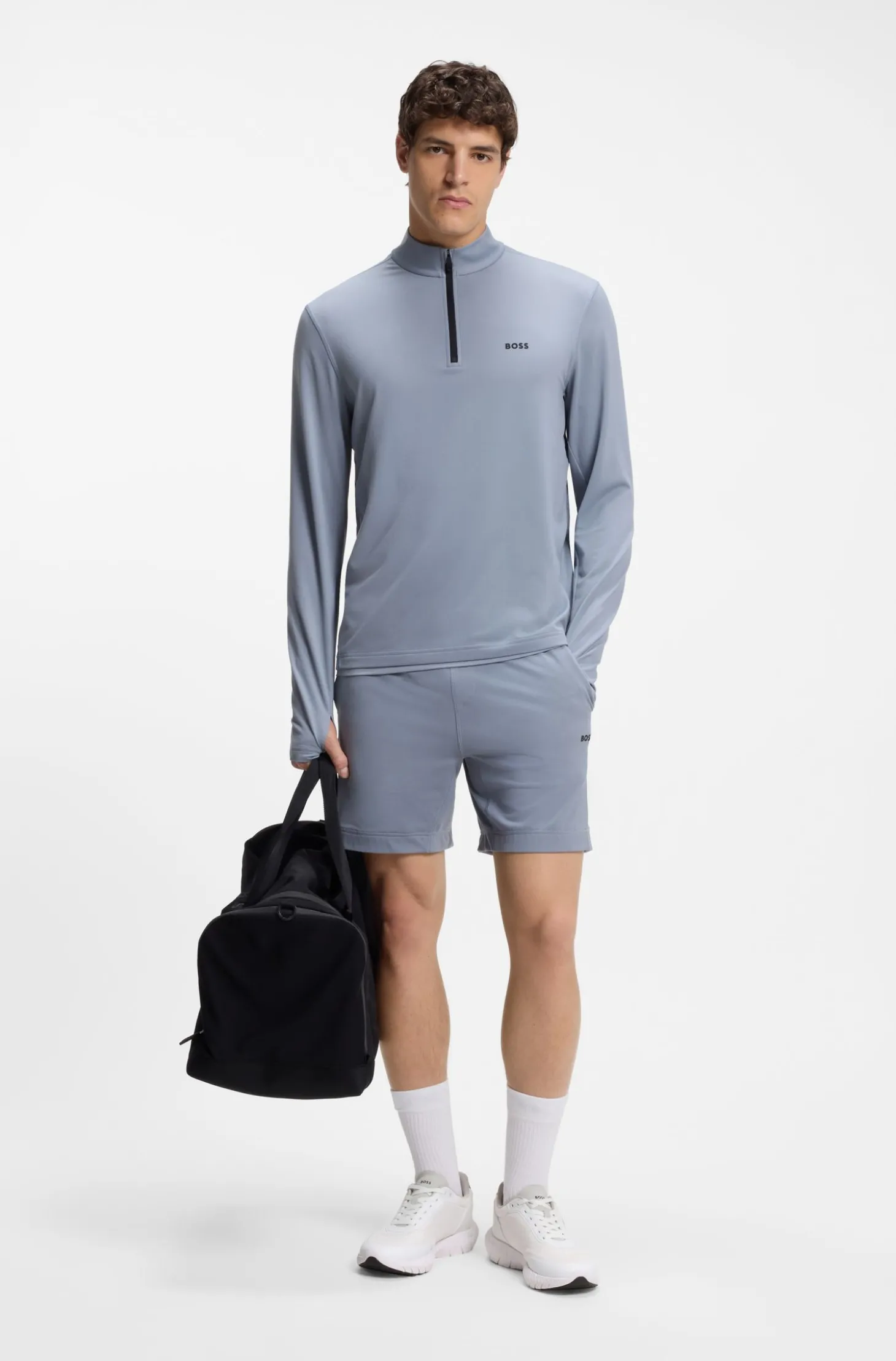 Sneakers im Laufschuh-Stil mit Lederbesatz