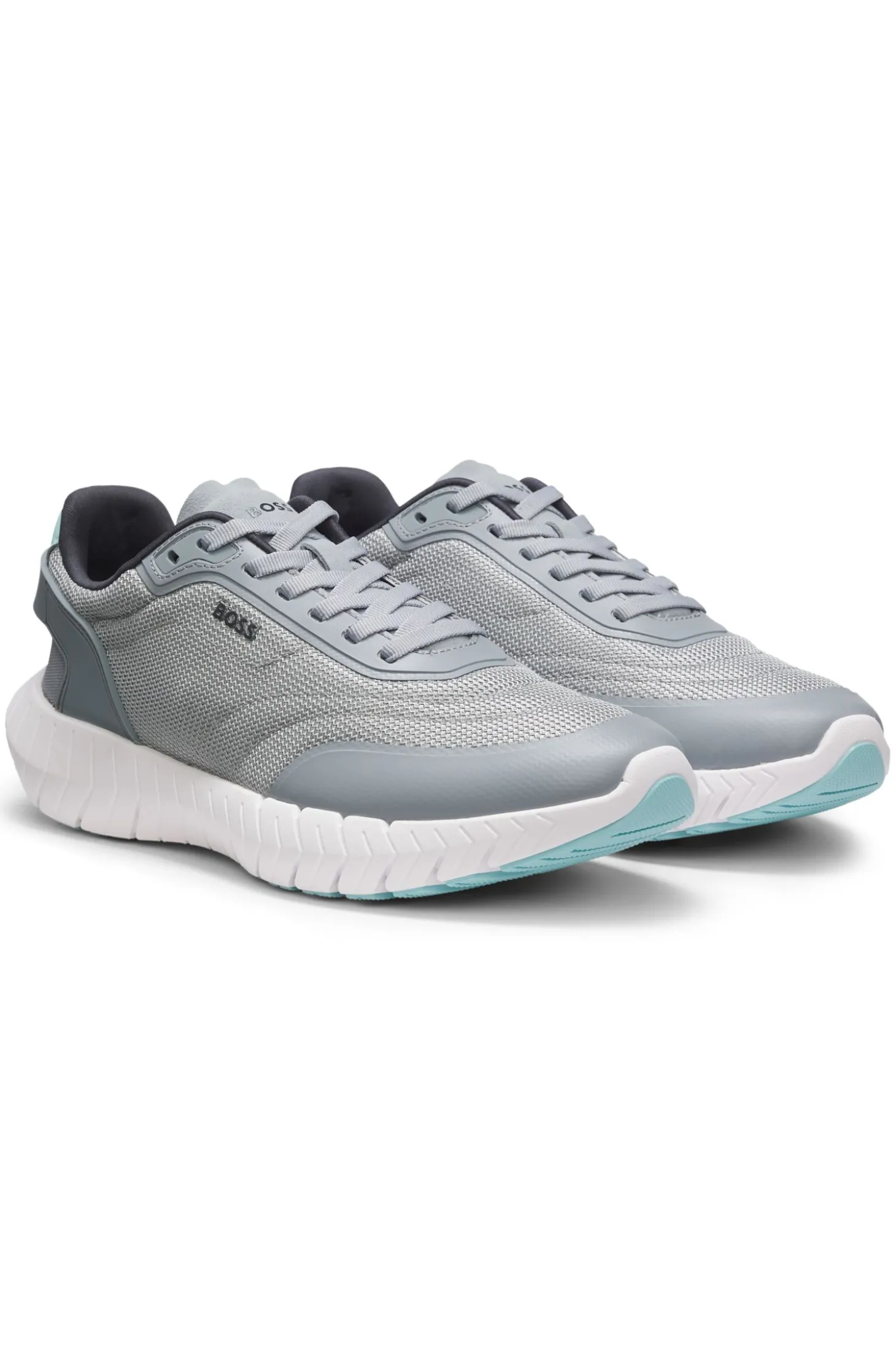 Sneakers im Laufschuh-Stil mit Lederbesatz