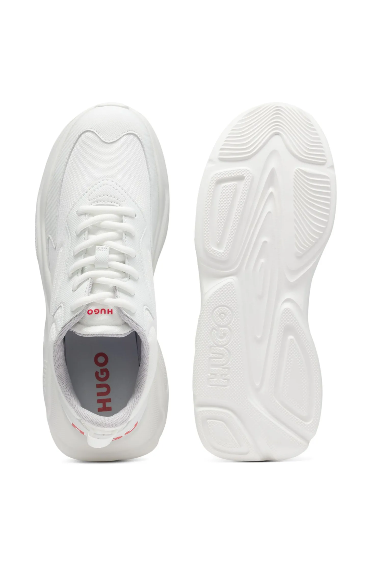 Sneakers in Canvas-Optik mit Logo an der Ferse