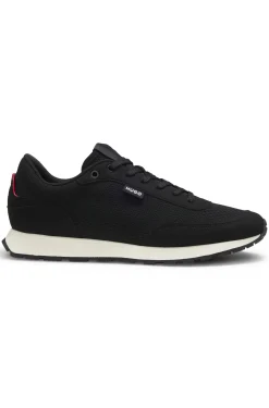 Sneakers mit Strick-Obermaterial und Logo-Fähnchen