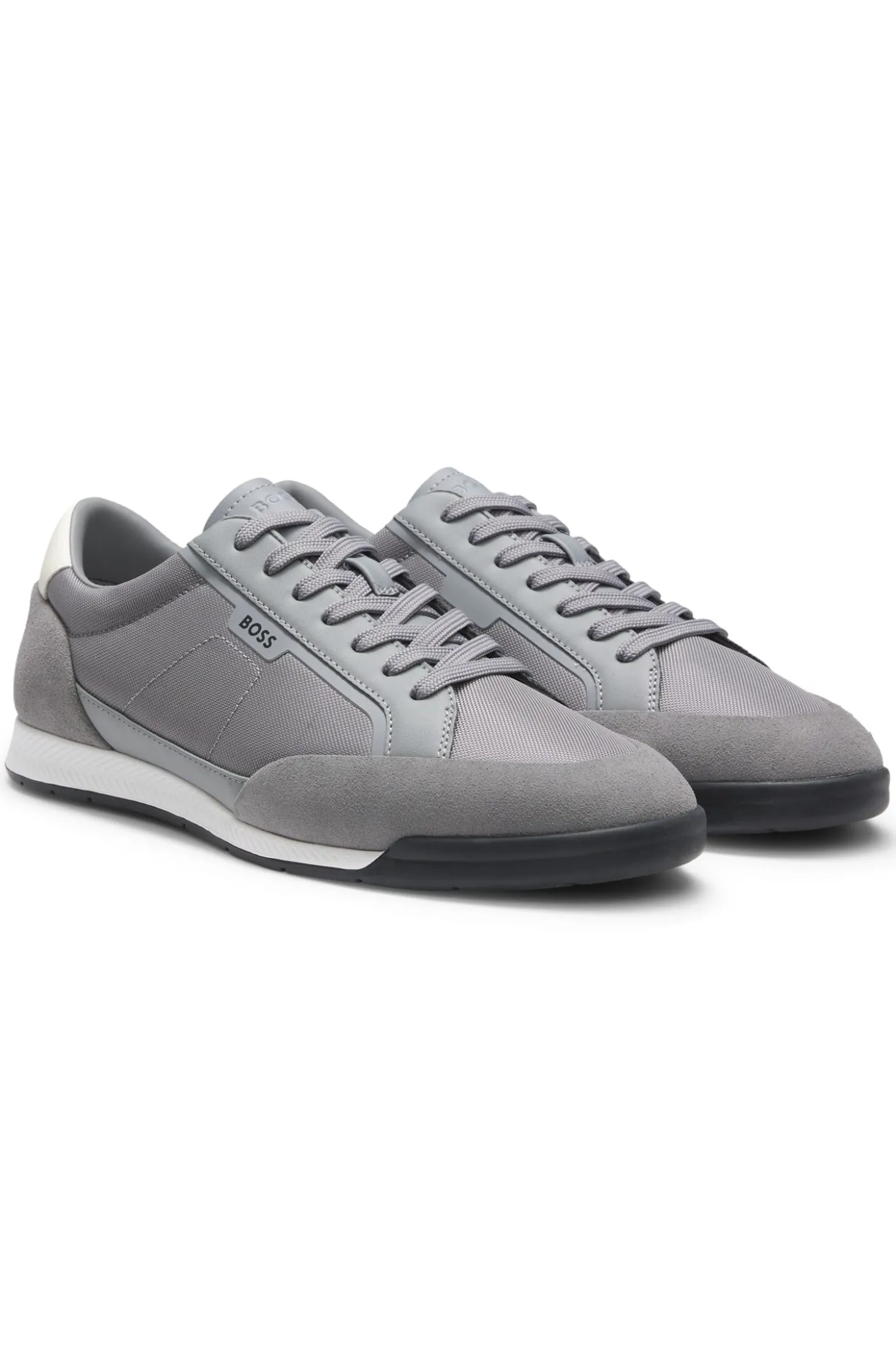 Sneakers mit Veloursleder-Besatz und gerippter Sohle