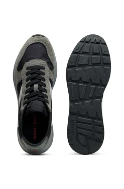 Sneakers mit Veloursleder-Besatz und Logo-Details