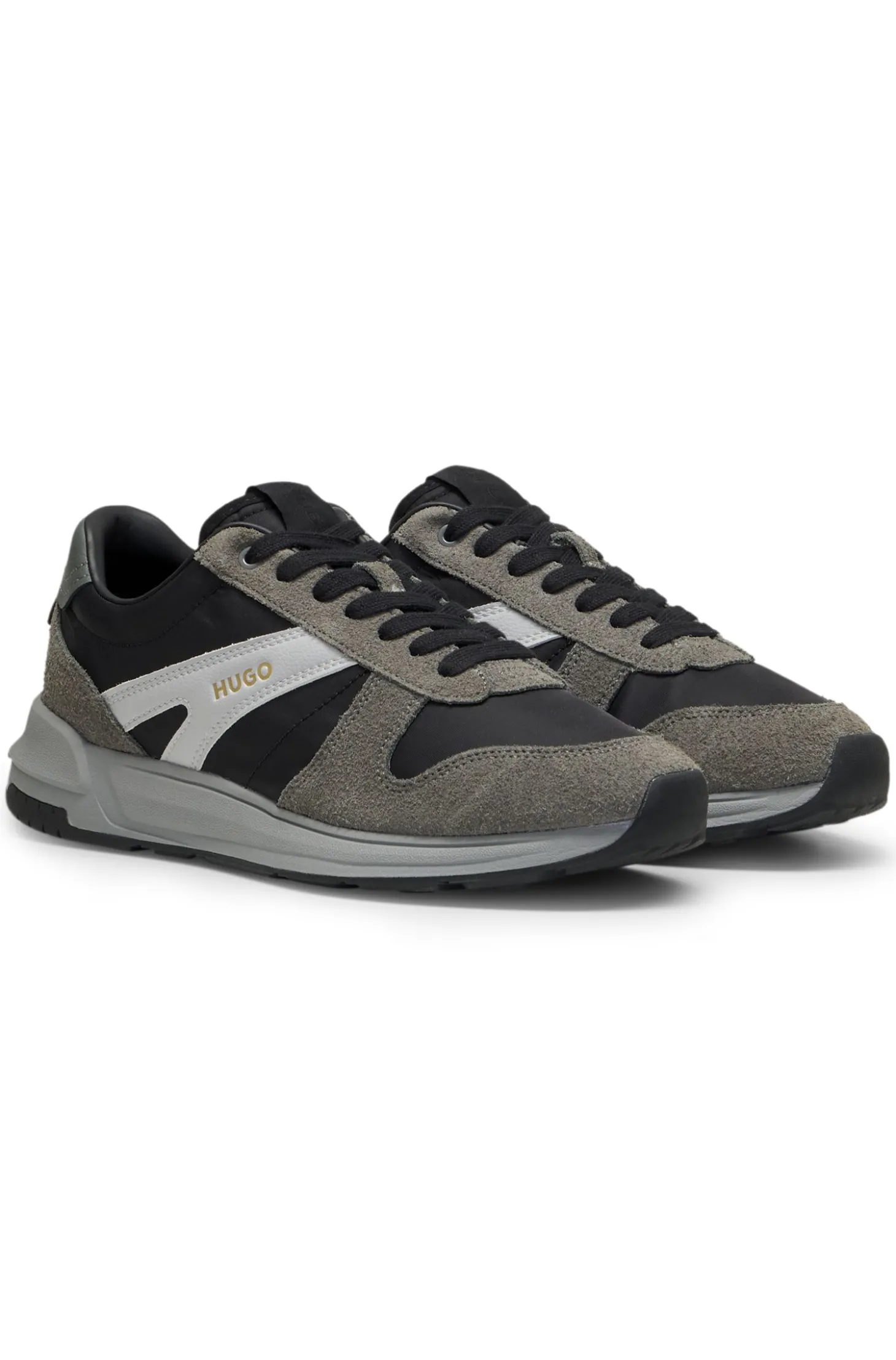 Sneakers mit Veloursleder-Besatz und Logo-Details