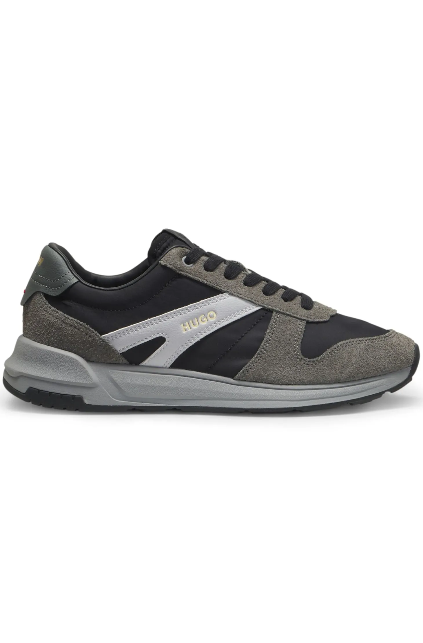 Sneakers mit Veloursleder-Besatz und Logo-Details