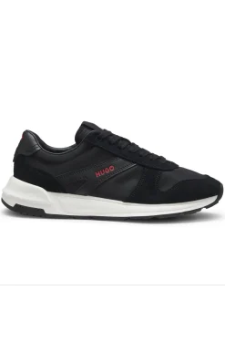 Sneakers mit Veloursleder-Besatz und Logo-Details
