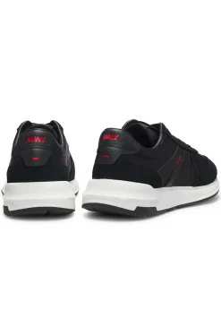 Sneakers mit Veloursleder-Besatz und Logo-Details