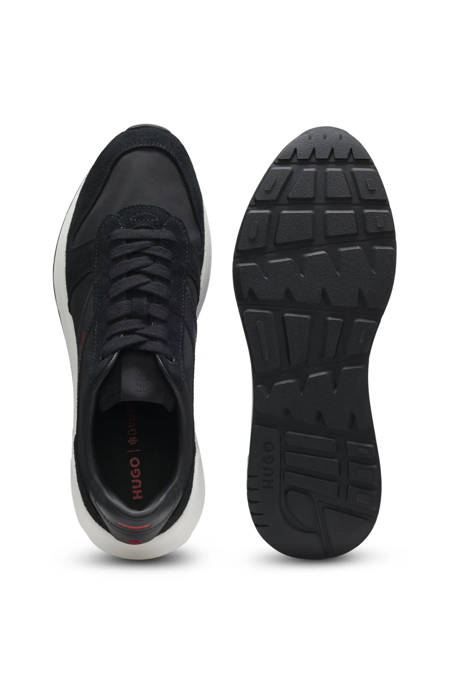 Sneakers mit Veloursleder-Besatz und Logo-Details