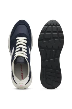 Sneakers mit Veloursleder-Besatz und Logo-Details