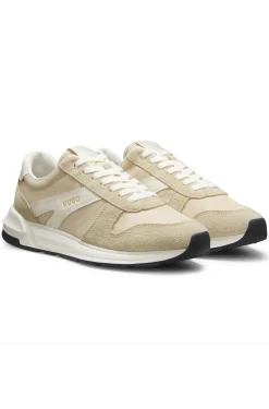 Sneakers mit Veloursleder-Besatz und Logo-Details