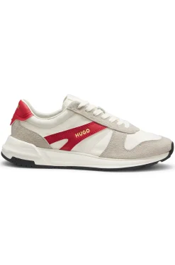 Sneakers mit Veloursleder-Besatz und Logo-Details